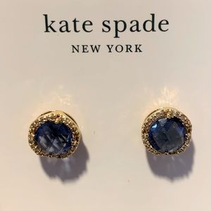 Kate Spade gold tone blue crystal stud earrings